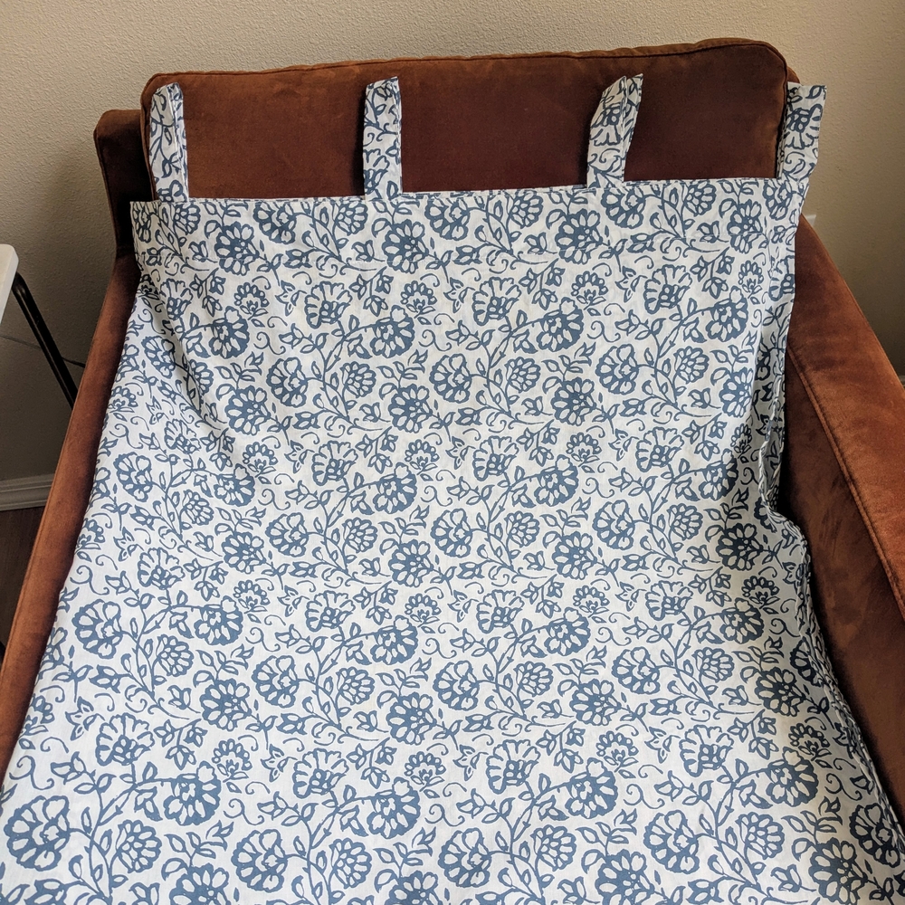 6 Ikea Mjolkort Tab Top Blue/White Floral curtain panels 57"x98"